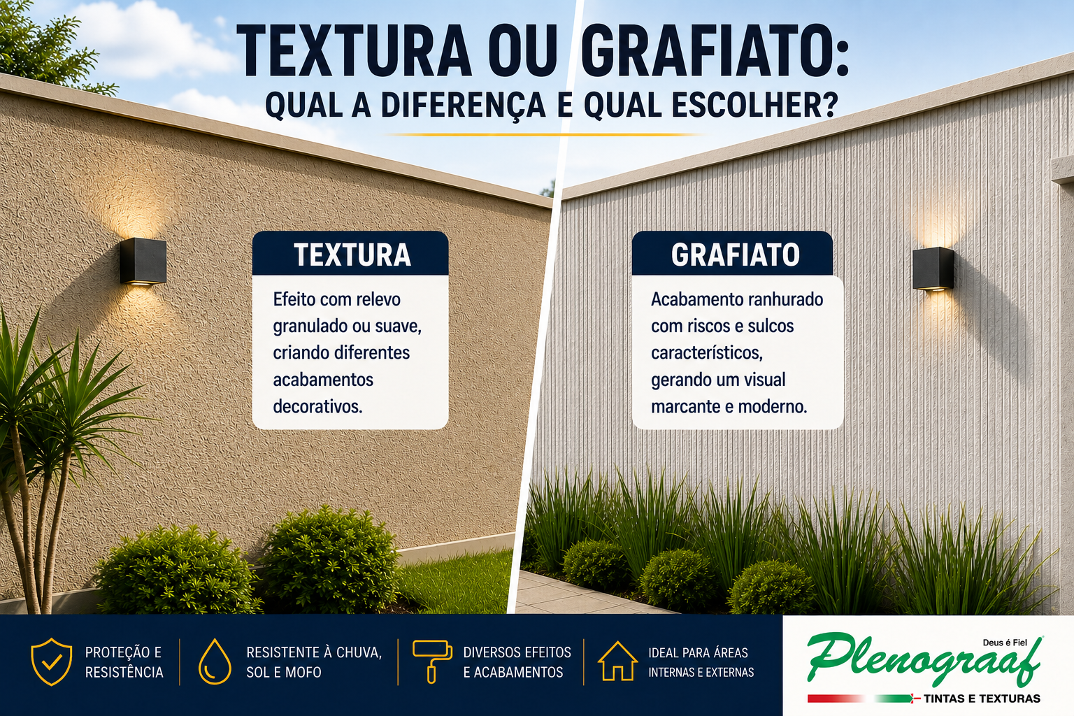 Textura ou grafiato: comparação de acabamentos para paredes e fachadas